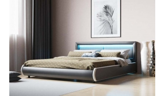 Кровать мягкая Омелия с LED BMS из экокожи