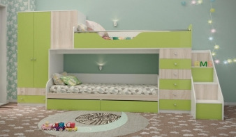 Детская двухъярусная кровать Н-2 BMS со шкафом