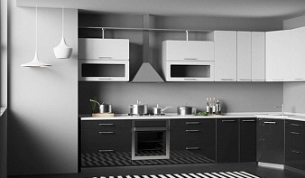 Кухня Черно-белый металлик №2 BMS минимализм