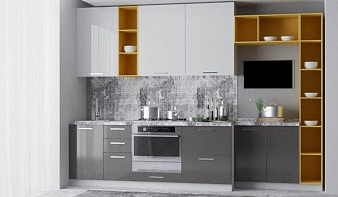 Кухонный гарнитур Серый глянец BMS в стиле хай-тек