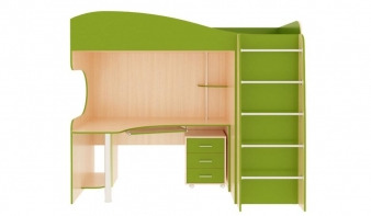 Зеленая Детская кровать со столом Глория BMS