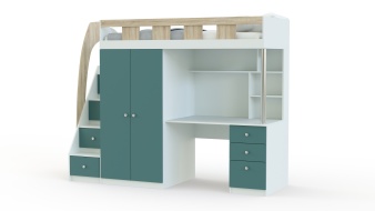 Кровать-чердак с рабочей зоной Клаус 13 BMS со шкафом