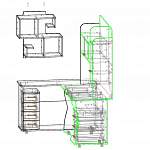 Чертеж Угловой компьютерный стол Мобли BMS