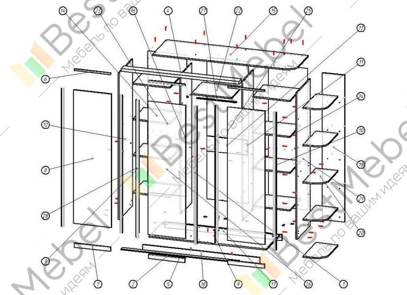 Шкаф купе маэстро с зеркалом схема сборки