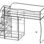 Чертеж Кровать-чердак с диваном Мармелад 11 BMS