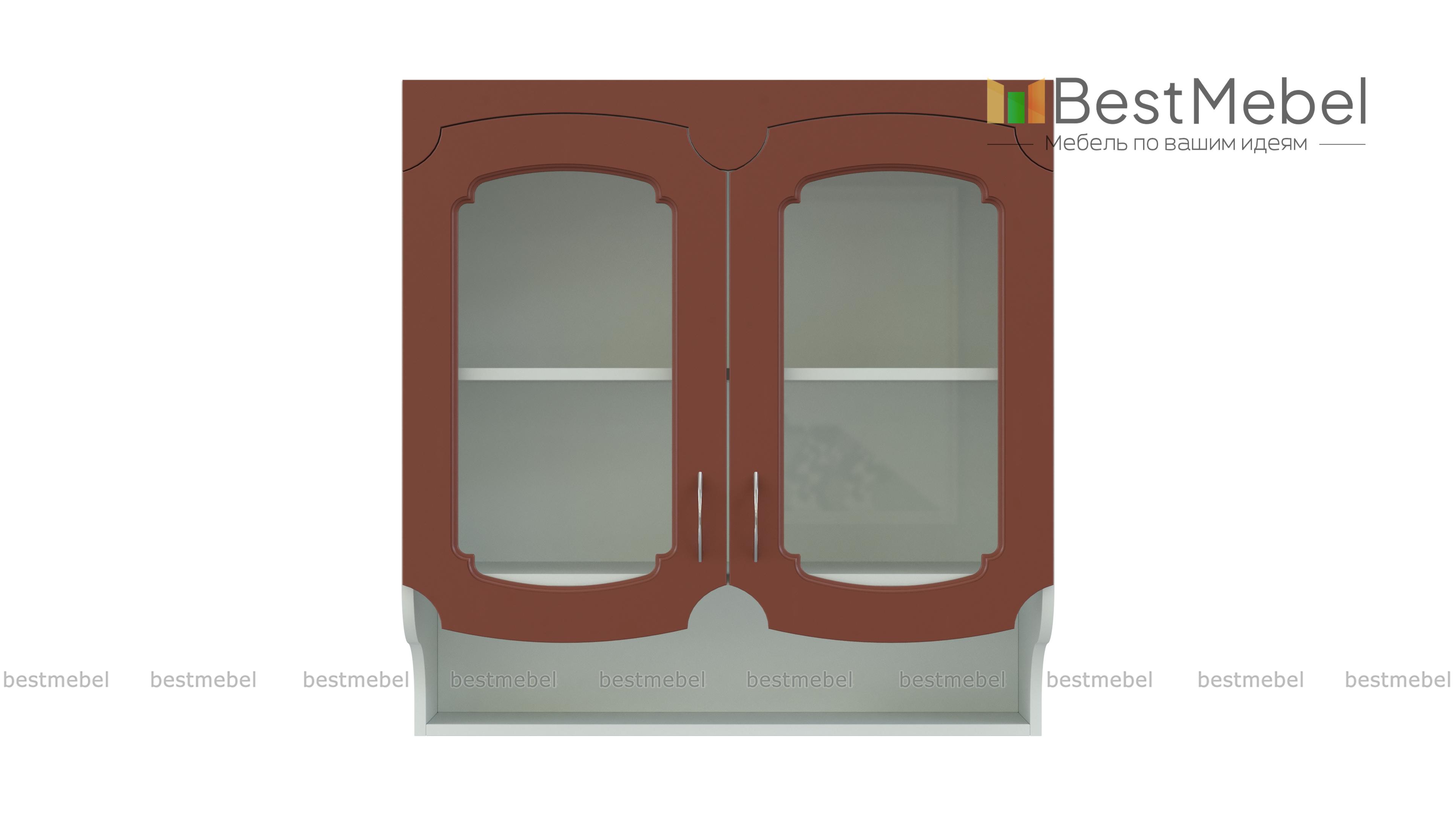 Эмилия шкаф-витрина фигурный с полками BMS - Фото