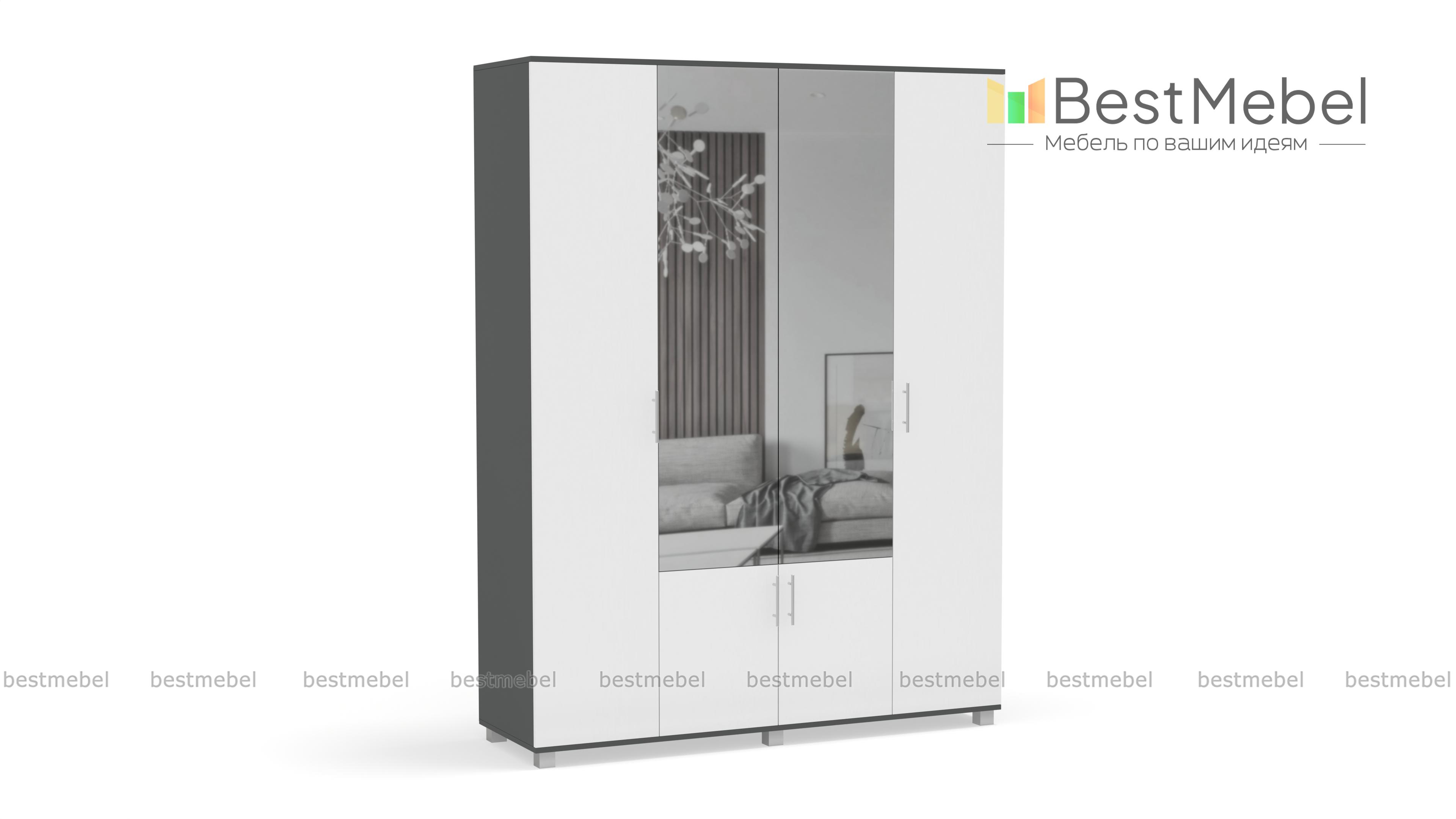 Шкаф Карина 4х створчатый с зеркалом К42 BMS - Фото