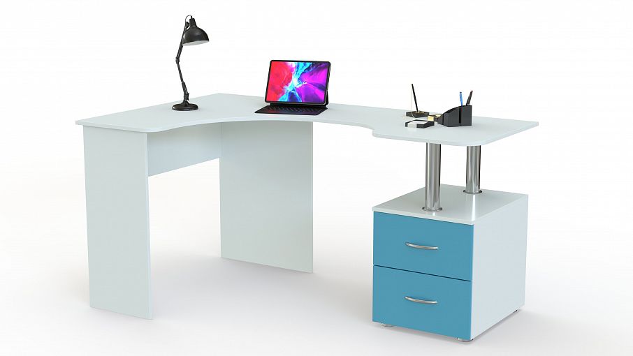 Угловой письменный стол с ящиками Бьянка BMS - Фото
