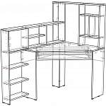 Чертеж Компьютерный угловой стол Викинг-13-1 с полками BMS