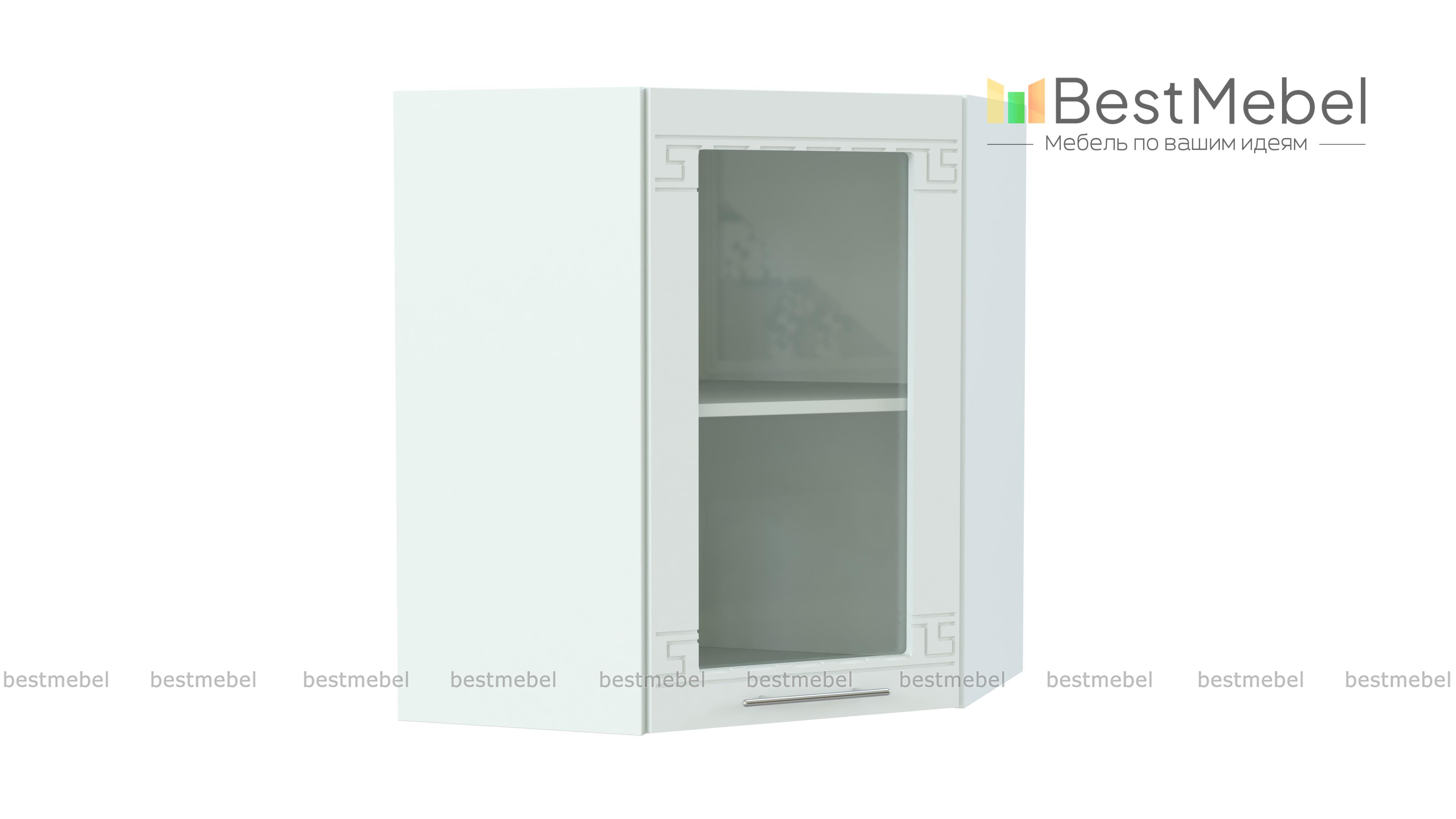 Шкаф навесной угловой со стеклом 590 Греция BMS - Фото