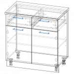 Чертеж Шкаф нижний с 2-мя дверцами и 2-мя ящиками Европа BMS