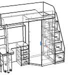 Чертеж Детская кровать чердак Мерабель1 BMS