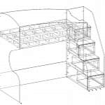 Чертеж Кровать-чердак с диваном Лесси 21 BMS