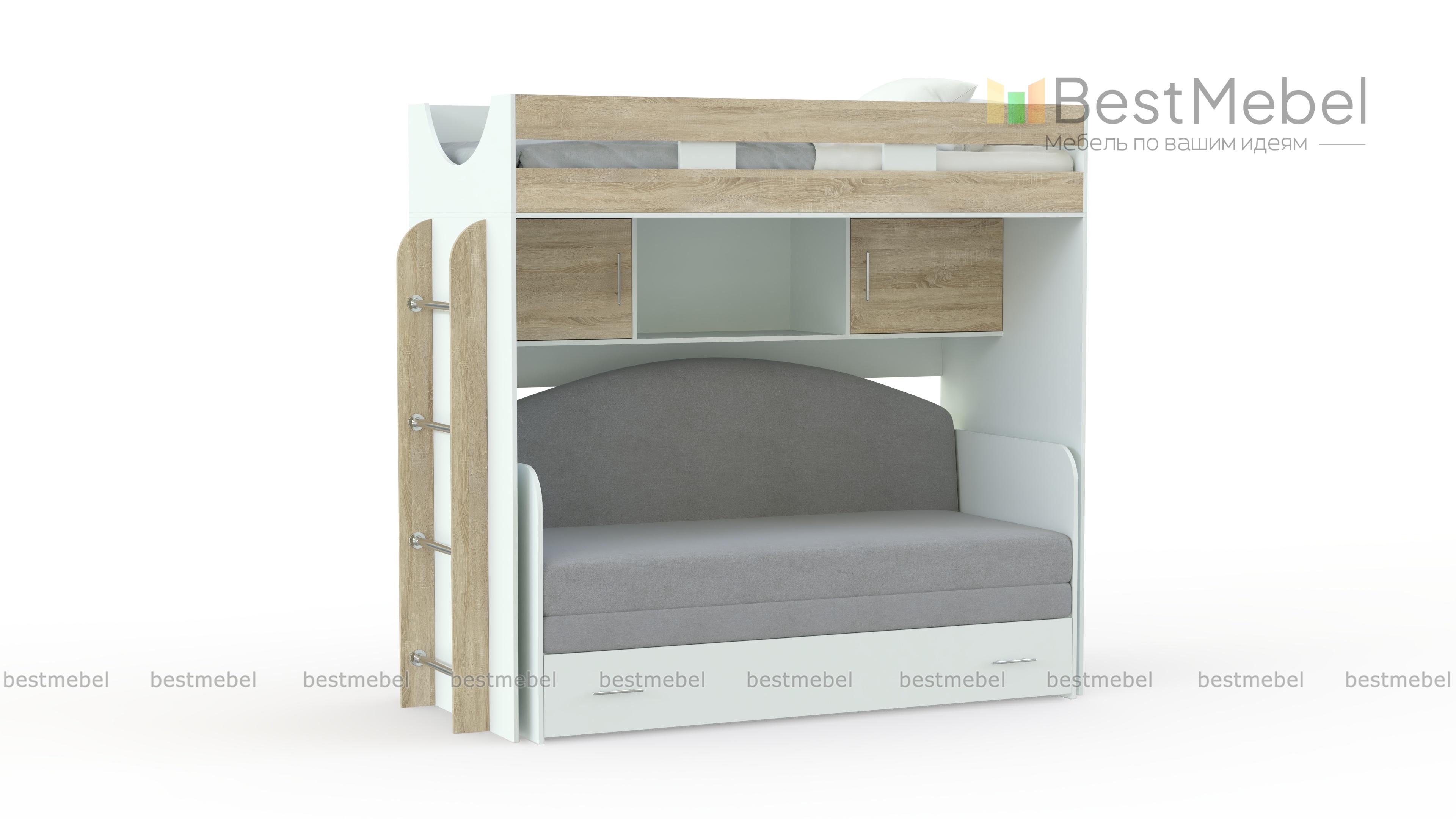 Кровать-чердак с диваном Пума 4 BMS