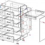 Чертеж Комод со столом Бьерк BMS